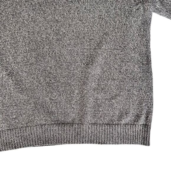 Chaps Henley Sweater Men's Large Gray Knit Pullover Ribbed Hem Elbow Patch Y2K - Picture 12 of 16